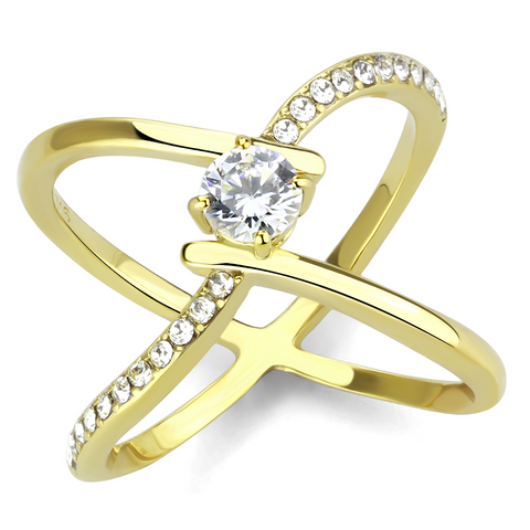 TK3709 - Stainless Steel Ring IP Gold(Ion Plating) Women AAA Grade CZ Clear