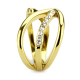 TK3710 - Stainless Steel Ring IP Gold(Ion Plating) Women Top Grade Crystal Clear