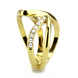 TK3710 - Stainless Steel Ring IP Gold(Ion Plating) Women Top Grade Crystal Clear