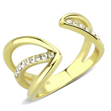 TK3710 - Stainless Steel Ring IP Gold(Ion Plating) Women Top Grade Crystal Clear