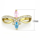 TK3712 - Stainless Steel Ring IP Gold(Ion Plating) Women AAA Grade CZ Multi Color