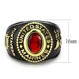 TK3723 - Stainless Steel Ring Two-Tone IP Gold (Ion Plating) Unisex Synthetic Red Series