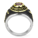 TK3723 - Stainless Steel Ring Two-Tone IP Gold (Ion Plating) Unisex Synthetic Red Series