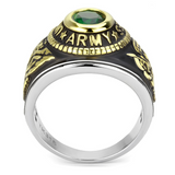 TK3724 - Stainless Steel Ring Two-Tone IP Gold (Ion Plating) Unisex Synthetic Emerald