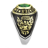 TK3724 - Stainless Steel Ring Two-Tone IP Gold (Ion Plating) Unisex Synthetic Emerald