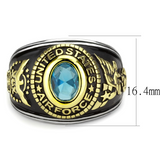 TK3725 - Stainless Steel Ring Two-Tone IP Gold (Ion Plating) Unisex Synthetic Sea Blue