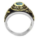 TK3725 - Stainless Steel Ring Two-Tone IP Gold (Ion Plating) Unisex Synthetic Sea Blue