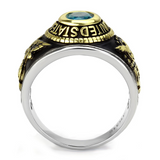 TK3725 - Stainless Steel Ring Two-Tone IP Gold (Ion Plating) Unisex Synthetic Sea Blue