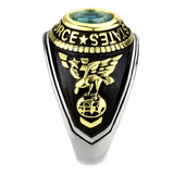 TK3725 - Stainless Steel Ring Two-Tone IP Gold (Ion Plating) Unisex Synthetic Sea Blue