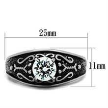 TK373 - Stainless Steel Ring High polished (no plating) Men AAA Grade CZ Clear