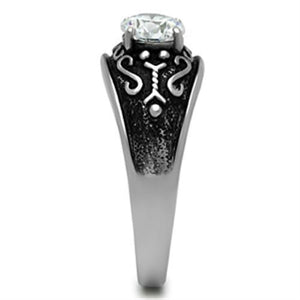 TK373 - Stainless Steel Ring High polished (no plating) Men AAA Grade CZ Clear