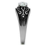 TK373 - Stainless Steel Ring High polished (no plating) Men AAA Grade CZ Clear