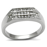 TK375 - Stainless Steel Ring High polished (no plating) Men Top Grade Crystal Clear