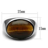 TK378 - Stainless Steel Ring High polished (no plating) Men Semi-Precious Topaz