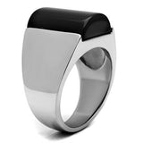 TK379 - Stainless Steel Ring High polished (no plating) Men Semi-Precious Jet