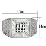 TK385 - Stainless Steel Ring High polished (no plating) Men Top Grade Crystal Clear