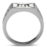TK385 - Stainless Steel Ring High polished (no plating) Men Top Grade Crystal Clear