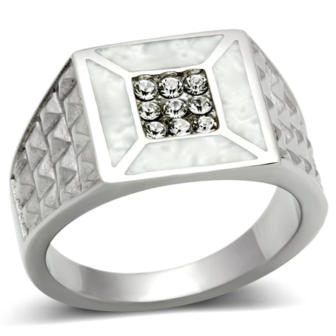 TK385 - Stainless Steel Ring High polished (no plating) Men Top Grade Crystal Clear