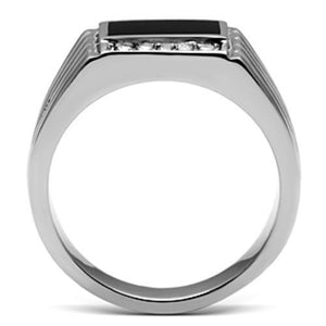 TK386 - Stainless Steel Ring High polished (no plating) Men Top Grade Crystal Clear