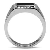 TK386 - Stainless Steel Ring High polished (no plating) Men Top Grade Crystal Clear