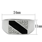 TK387 - Stainless Steel Ring High polished (no plating) Men Top Grade Crystal Clear