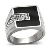 TK388 - Stainless Steel Ring High polished (no plating) Men Top Grade Crystal Clear