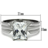 TK391 - Stainless Steel Ring High polished (no plating) Women AAA Grade CZ Clear