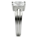 TK391 - Stainless Steel Ring High polished (no plating) Women AAA Grade CZ Clear