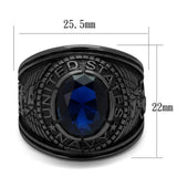 TK414707J - Stainless Steel Ring IP Black(Ion Plating) Men Synthetic Sapphire