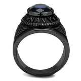 TK414707J - Stainless Steel Ring IP Black(Ion Plating) Men Synthetic Sapphire