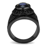 TK414707J - Stainless Steel Ring IP Black(Ion Plating) Men Synthetic Sapphire