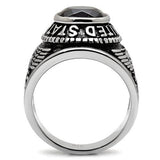 TK414707 - Stainless Steel Ring High polished (no plating) Men Synthetic Sapphire