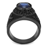 TK414708J - Stainless Steel Ring IP Black(Ion Plating) Men Synthetic Sapphire