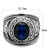 TK414708 - Stainless Steel Ring High polished (no plating) Men Synthetic Sapphire