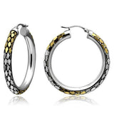 TK430 - Gold+Rhodium Stainless Steel Earrings with No Stone