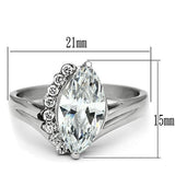 TK475 - Stainless Steel Ring High polished (no plating) Women AAA Grade CZ Clear