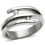 TK478 - Stainless Steel Ring High polished (no plating) Women AAA Grade CZ Clear