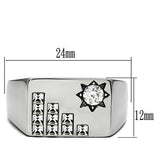 TK481 - Stainless Steel Ring High polished (no plating) Men AAA Grade CZ Clear