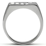 TK481 - Stainless Steel Ring High polished (no plating) Men AAA Grade CZ Clear