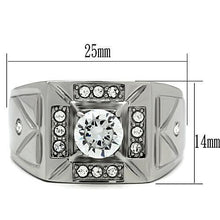 TK486 - Stainless Steel Ring High polished (no plating) Men AAA Grade CZ Clear