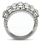 TK490 - Stainless Steel Ring High polished (no plating) Women Top Grade Crystal Clear