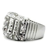 TK490 - Stainless Steel Ring High polished (no plating) Women Top Grade Crystal Clear
