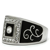 TK492 - Stainless Steel Ring High polished (no plating) Men Top Grade Crystal Clear