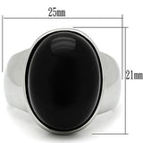 TK501 - Stainless Steel Ring High polished (no plating) Men Semi-Precious Jet