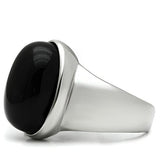 TK501 - Stainless Steel Ring High polished (no plating) Men Semi-Precious Jet