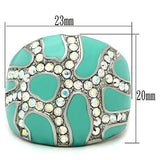 TK507 - Stainless Steel Ring High polished (no plating) Women Top Grade Crystal Aurora Borealis (Rainbow Effect)