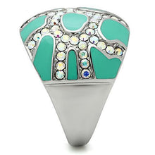 TK507 - Stainless Steel Ring High polished (no plating) Women Top Grade Crystal Aurora Borealis (Rainbow Effect)