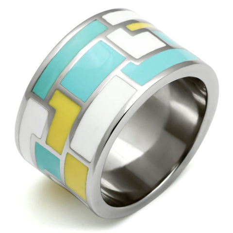 TK514 - Stainless Steel Ring High polished (no plating) Women Epoxy Multi Color