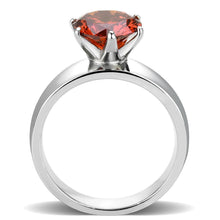 TK52001 - Stainless Steel Ring High polished (no plating) Women AAA Grade CZ Garnet