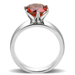 TK52001 - Stainless Steel Ring High polished (no plating) Women AAA Grade CZ Garnet